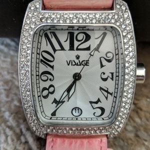 VISAGE WOMEN WRIST WATCH 39223 PINK TEXTURED BELT